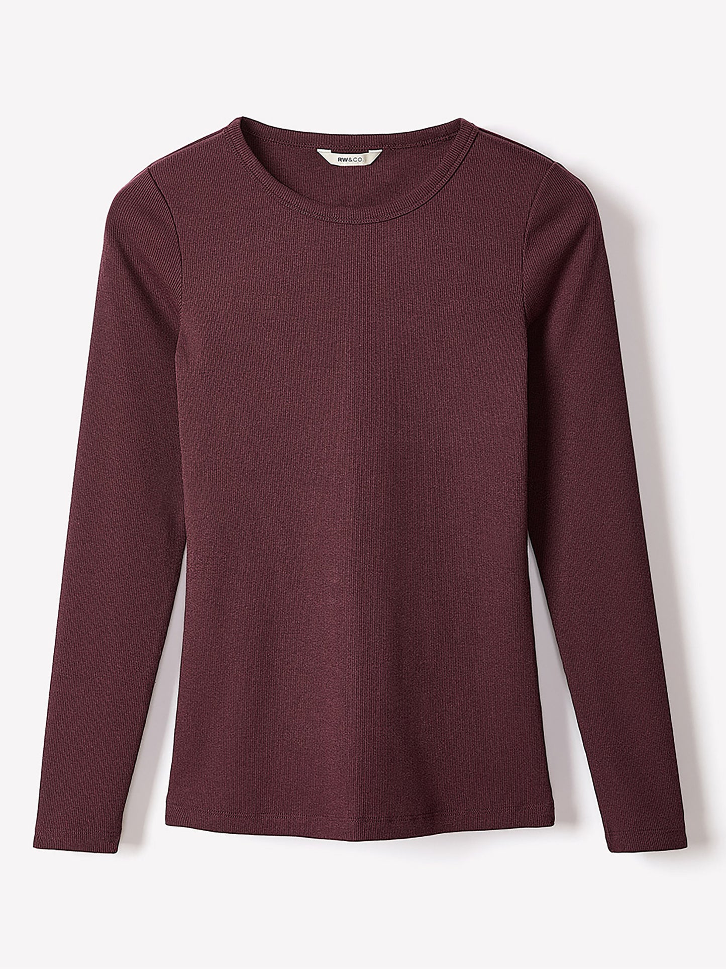 Long-Sleeve Crew-Neck Fitted Ribbed Tee