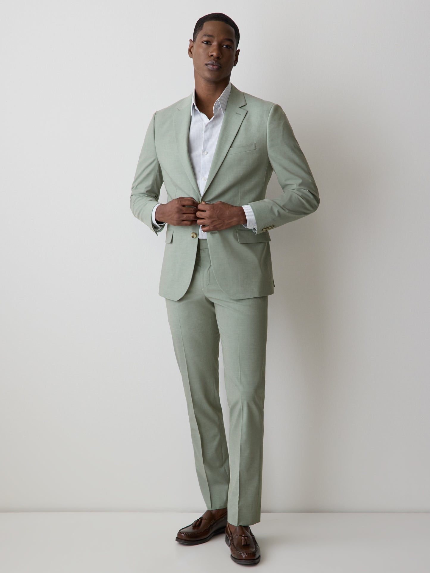 Pantalon de Complet Menthe à Coupe Étroite