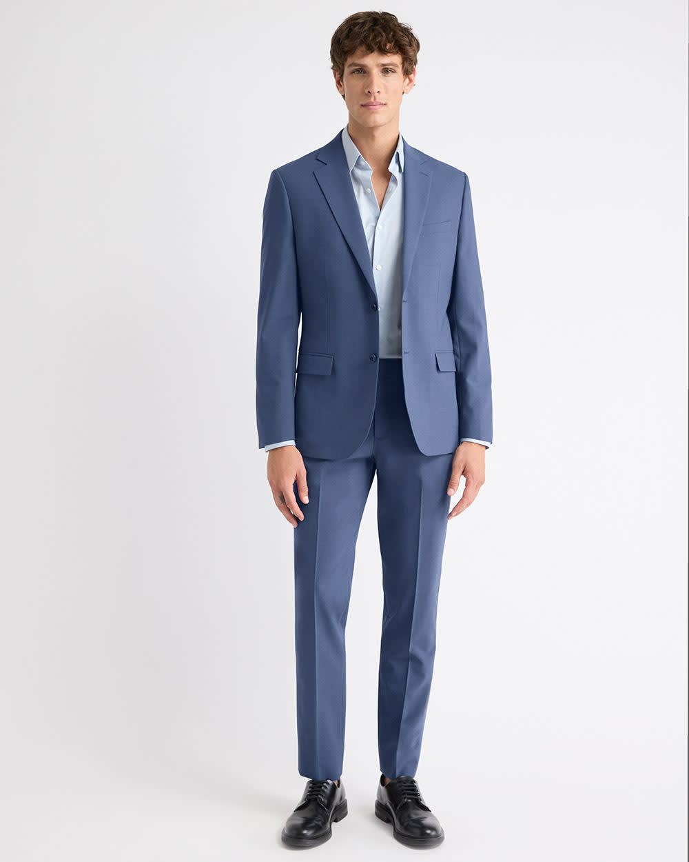 Slim Fit Blue Wool-Blend Suit Blazer