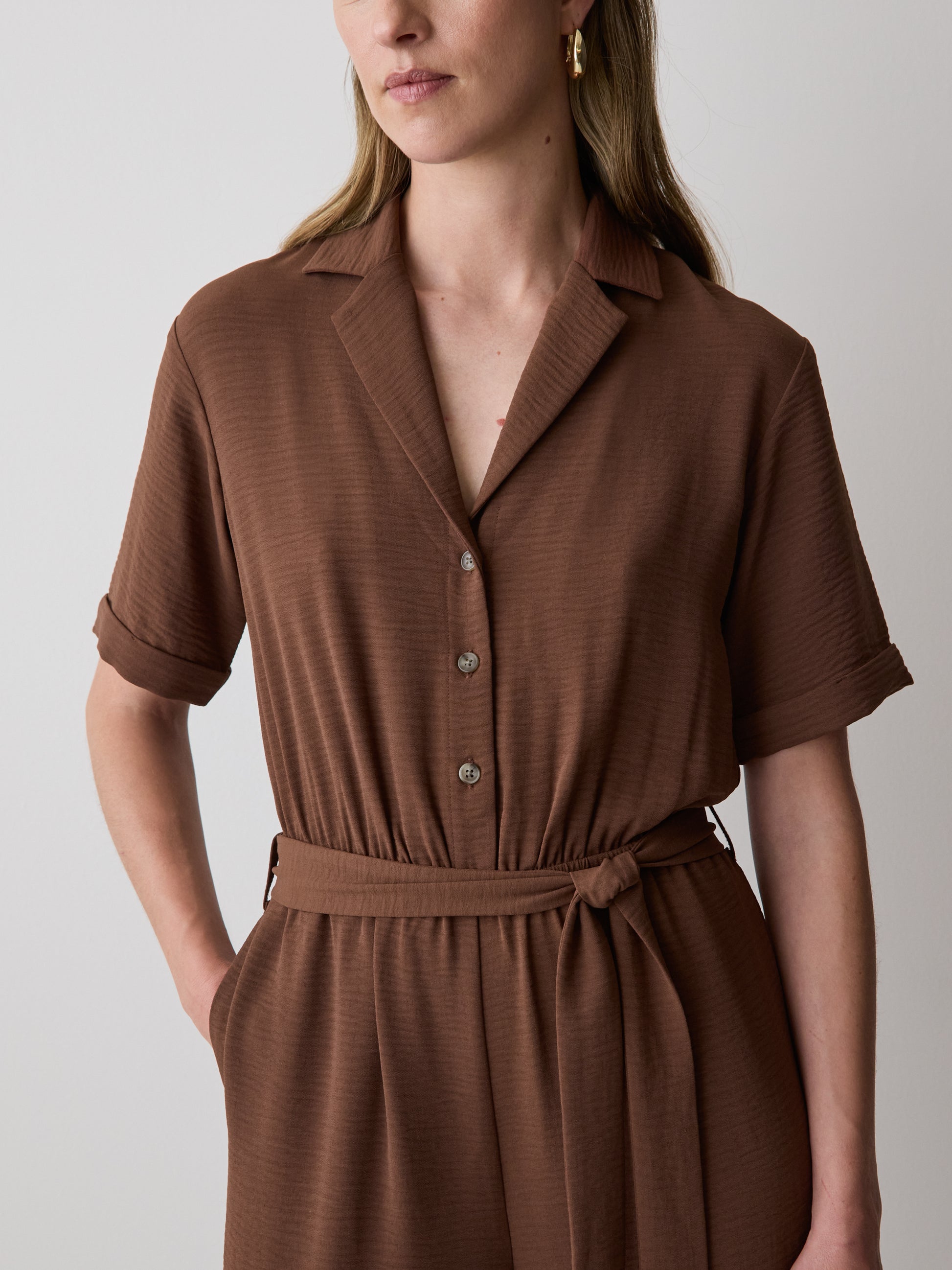 Short-Sleeve Wide-Leg Jumpsuit