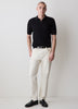 Textured Short-Sleeve Polo Sweater
