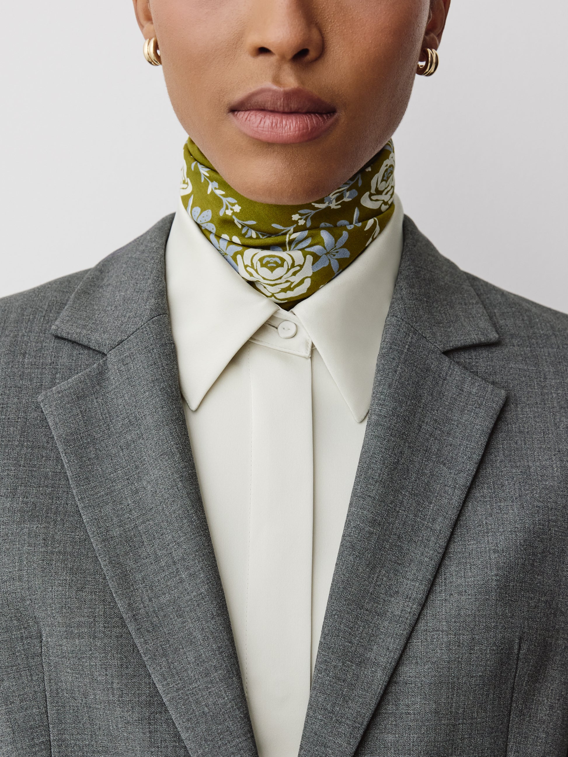 Square Silk Blend Floral Scarf 27"x27"