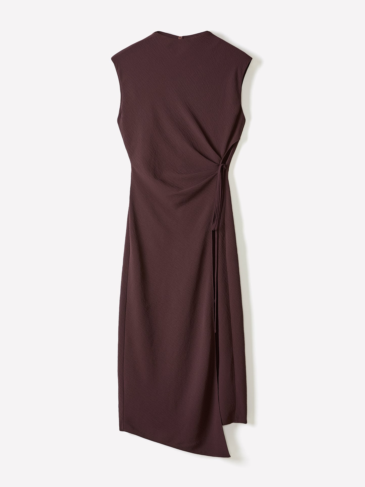 Extended-Sleeve Mock-Neck Midi Dress with Wrap Detail