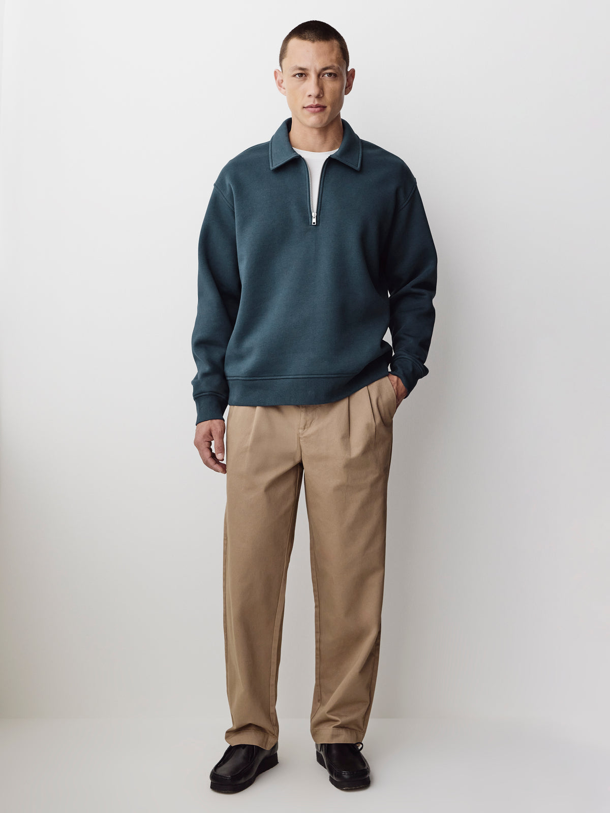 Long-Sleeve Half-Zip Polo Sweater