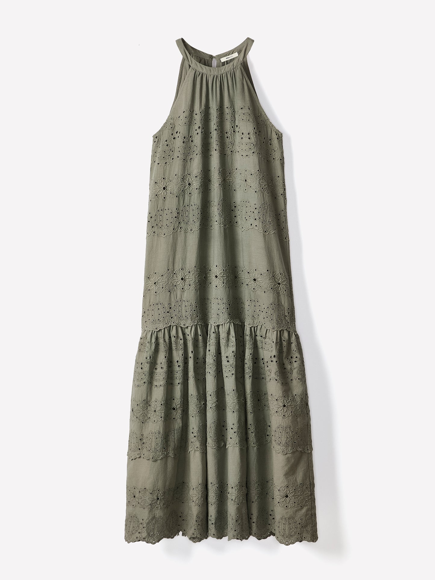 Cotton Eyelet Halter Maxi Dress