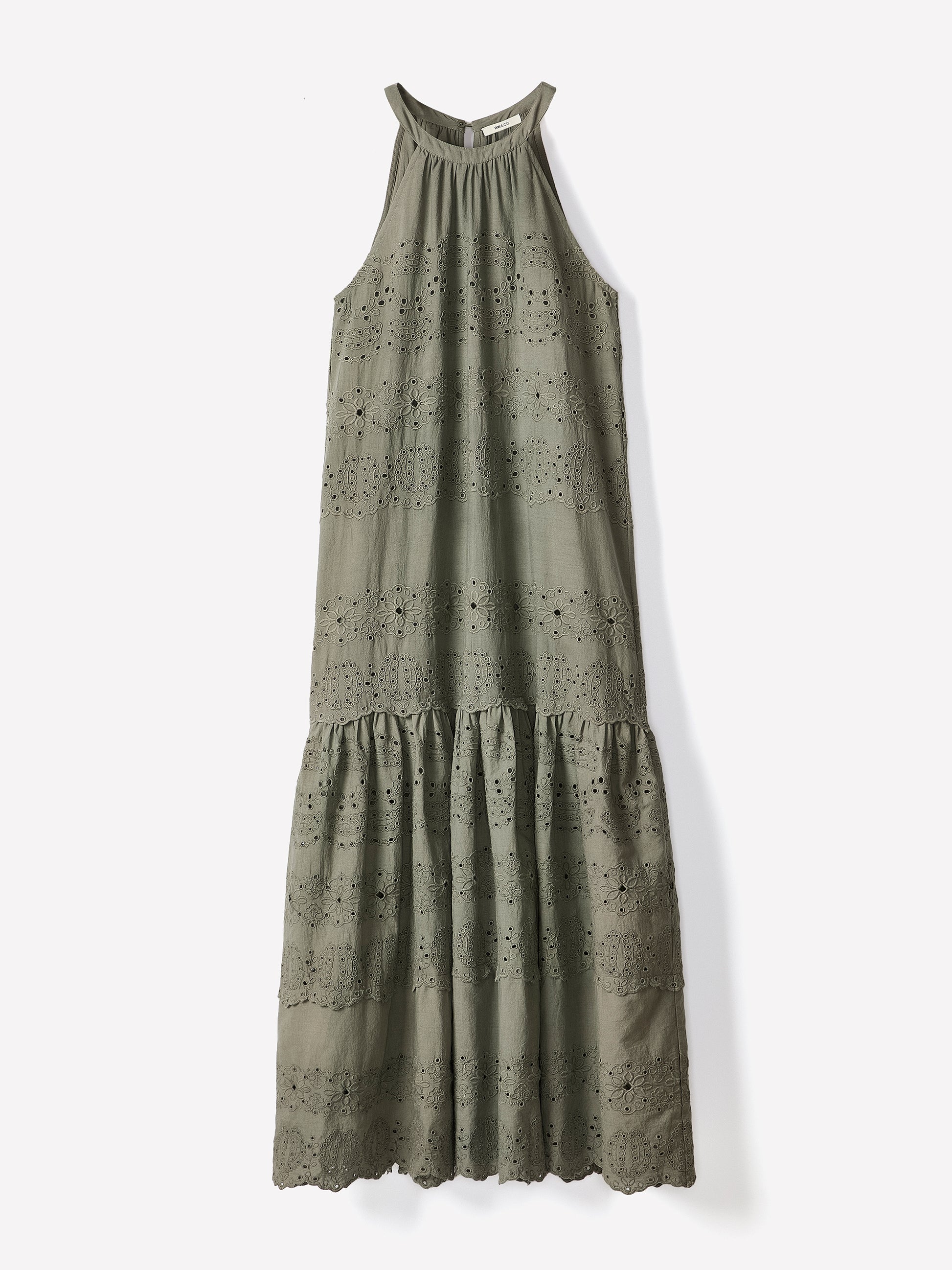 Cotton Eyelet Halter Maxi Dress