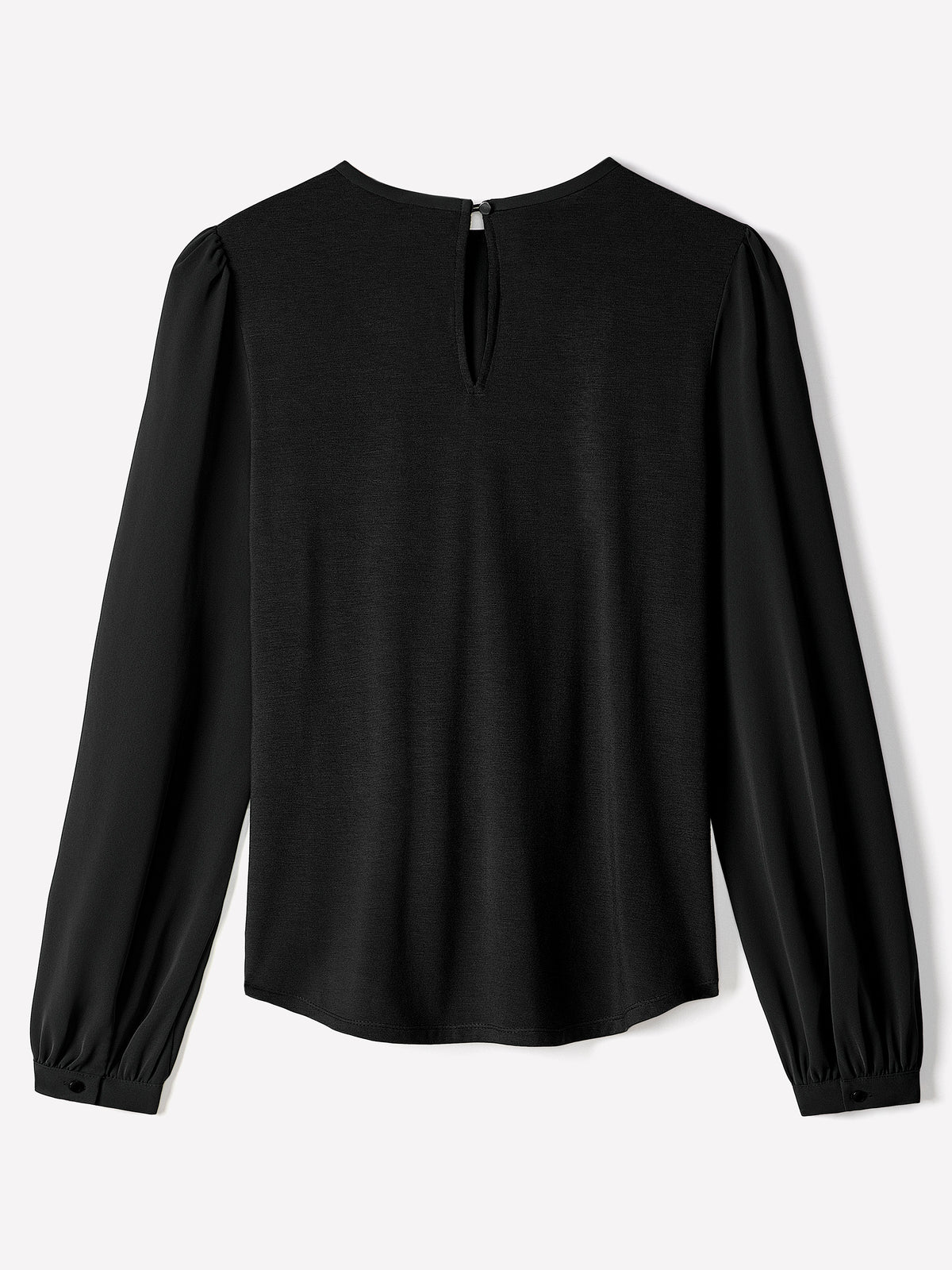 Woven Popover Blouse, Luxe Crepe, Long Sleeve