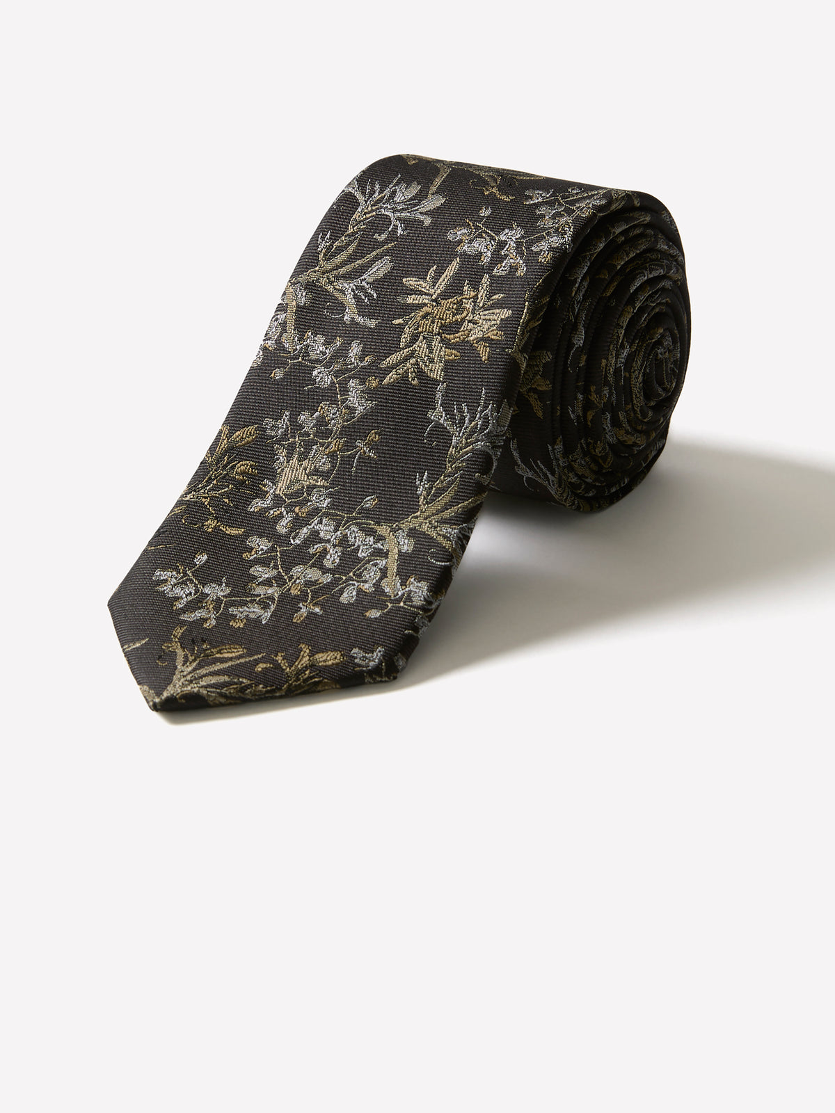 Skinny Tie with Foliage Pattern