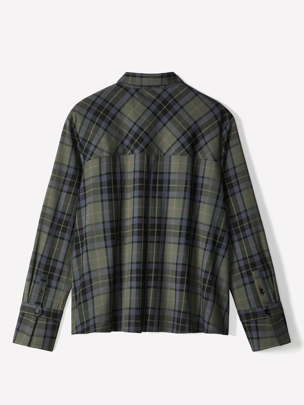 Woven Plaid Button-Up Shirt with Cape Detail