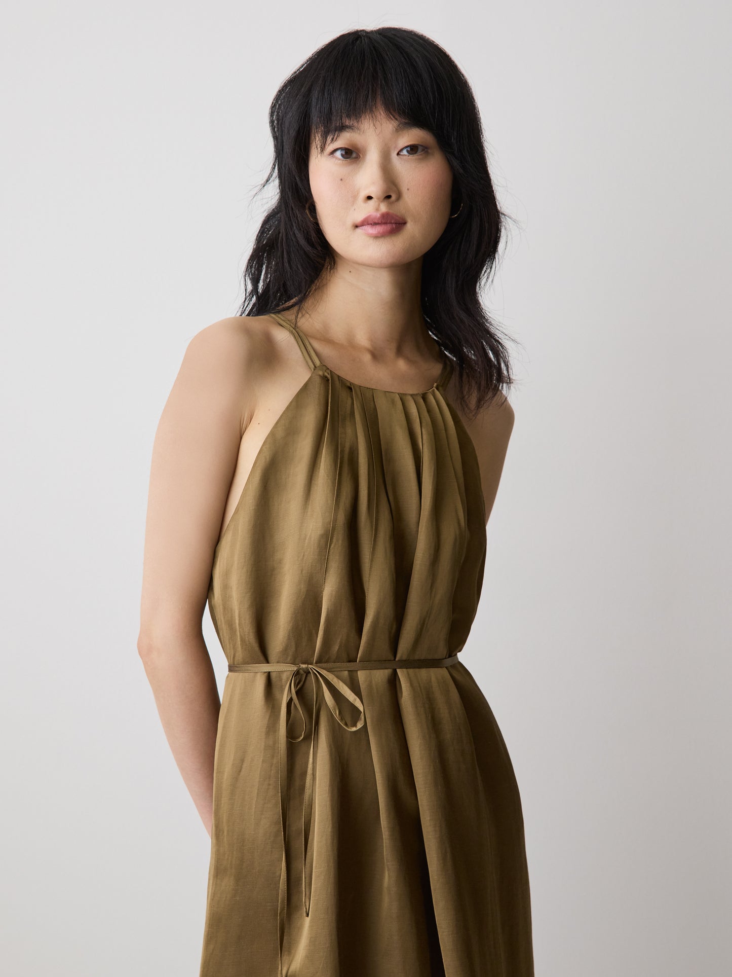 Sleeveless Halter-Neck Midi Dress