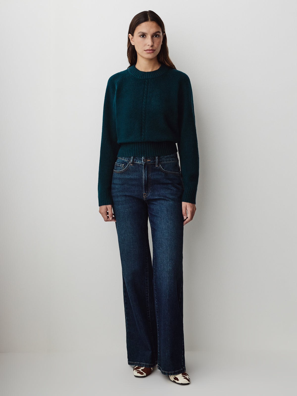 Long-Sleeve Crew-Neck Spongy Pullover