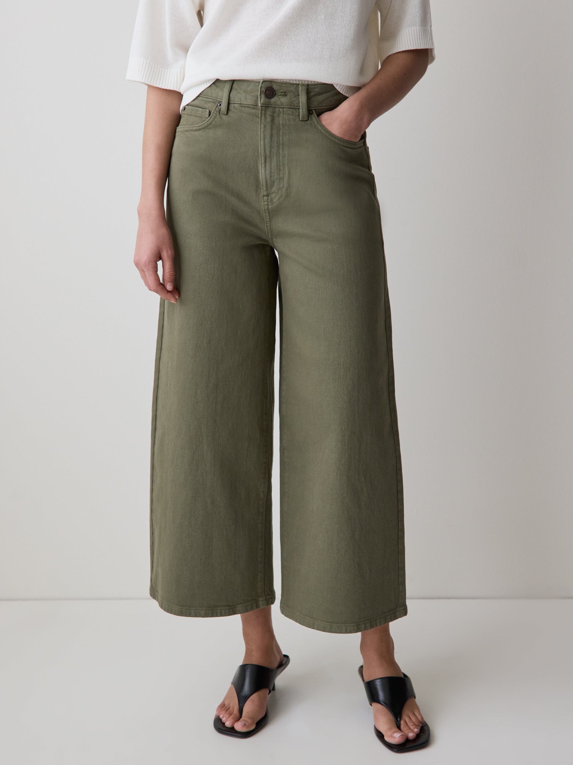 High-Rise Wide-Leg Cropped Jeans