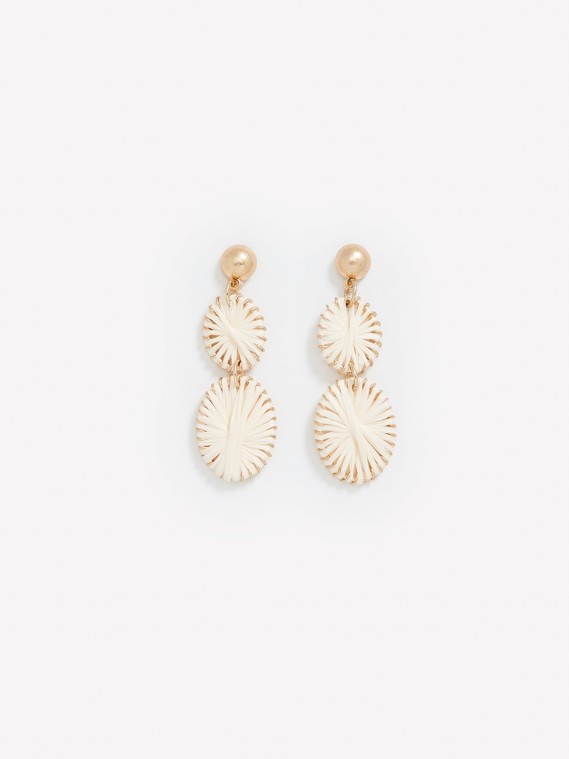 Pendant Earrings Metal Imitation Raffia Detail