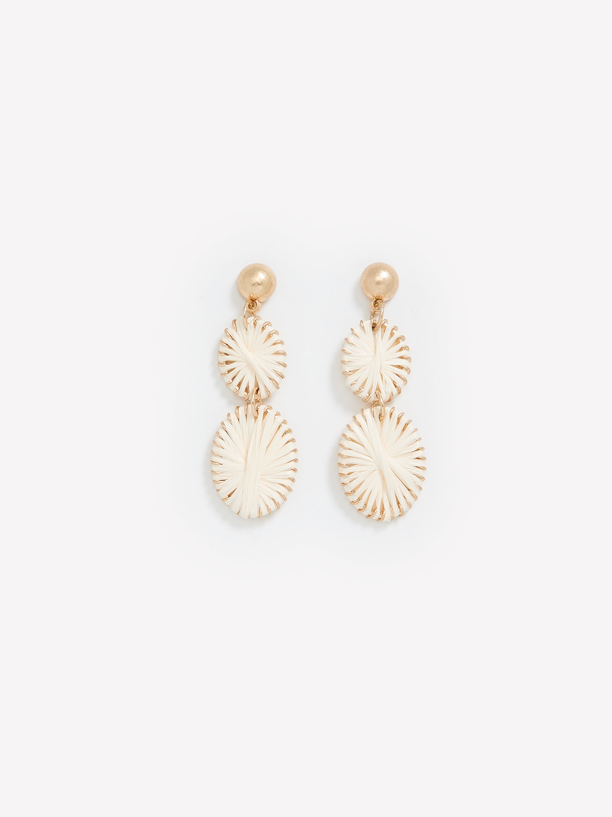 Pendant Earrings Metal Imitation Raffia Detail