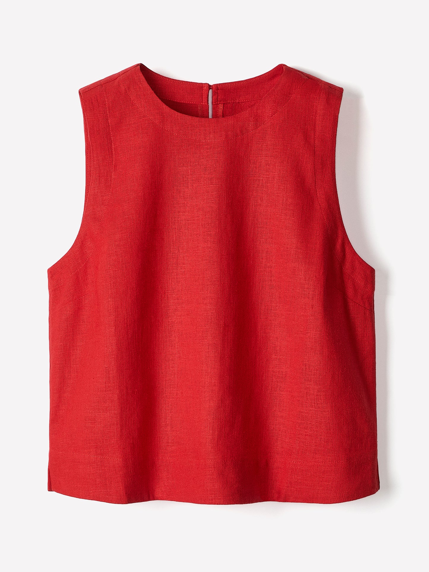 Sleeveless Crew-Neck Linen-Blend Blouse