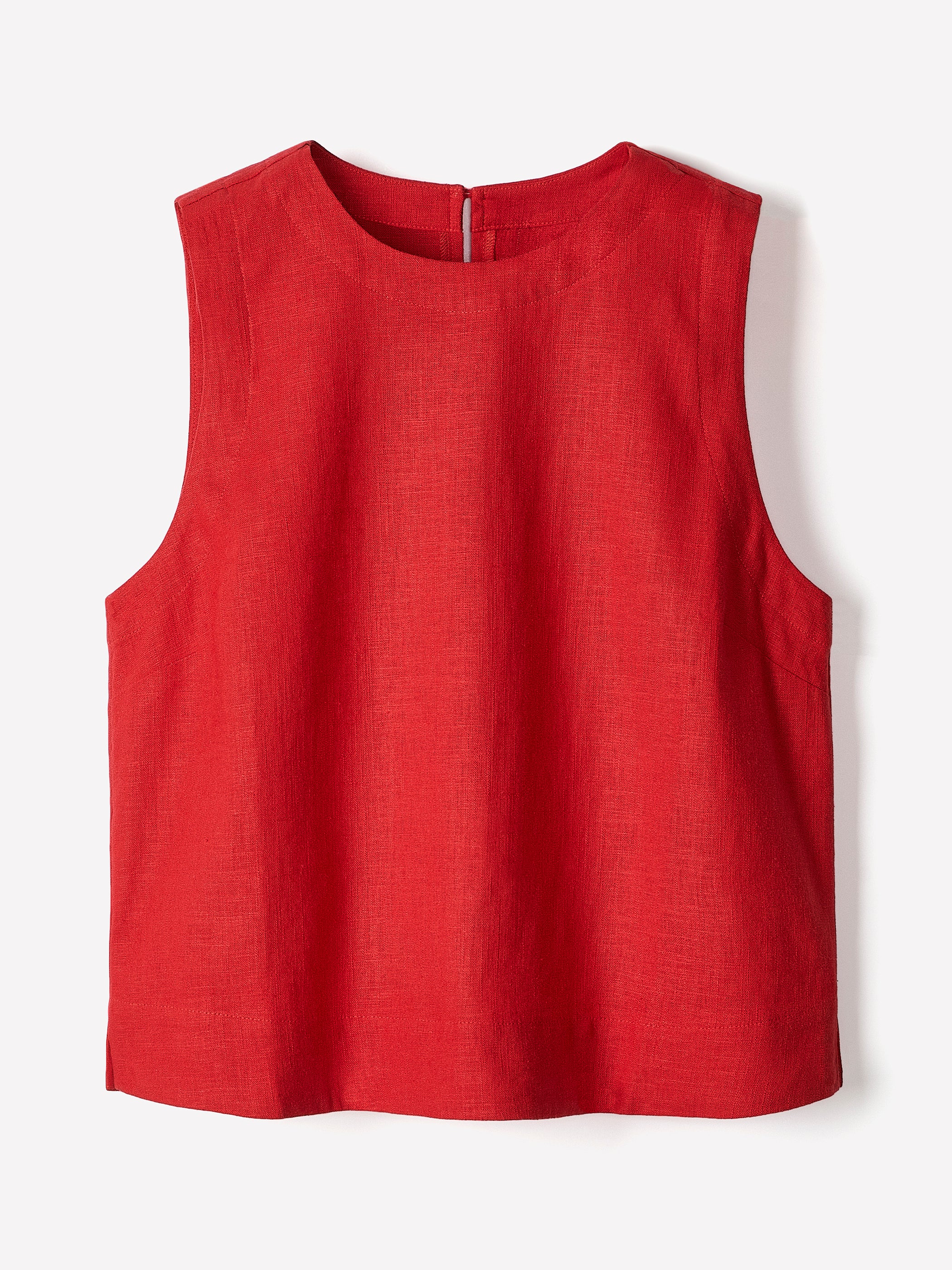 Sleeveless Crew-Neck Linen-Blend Blouse