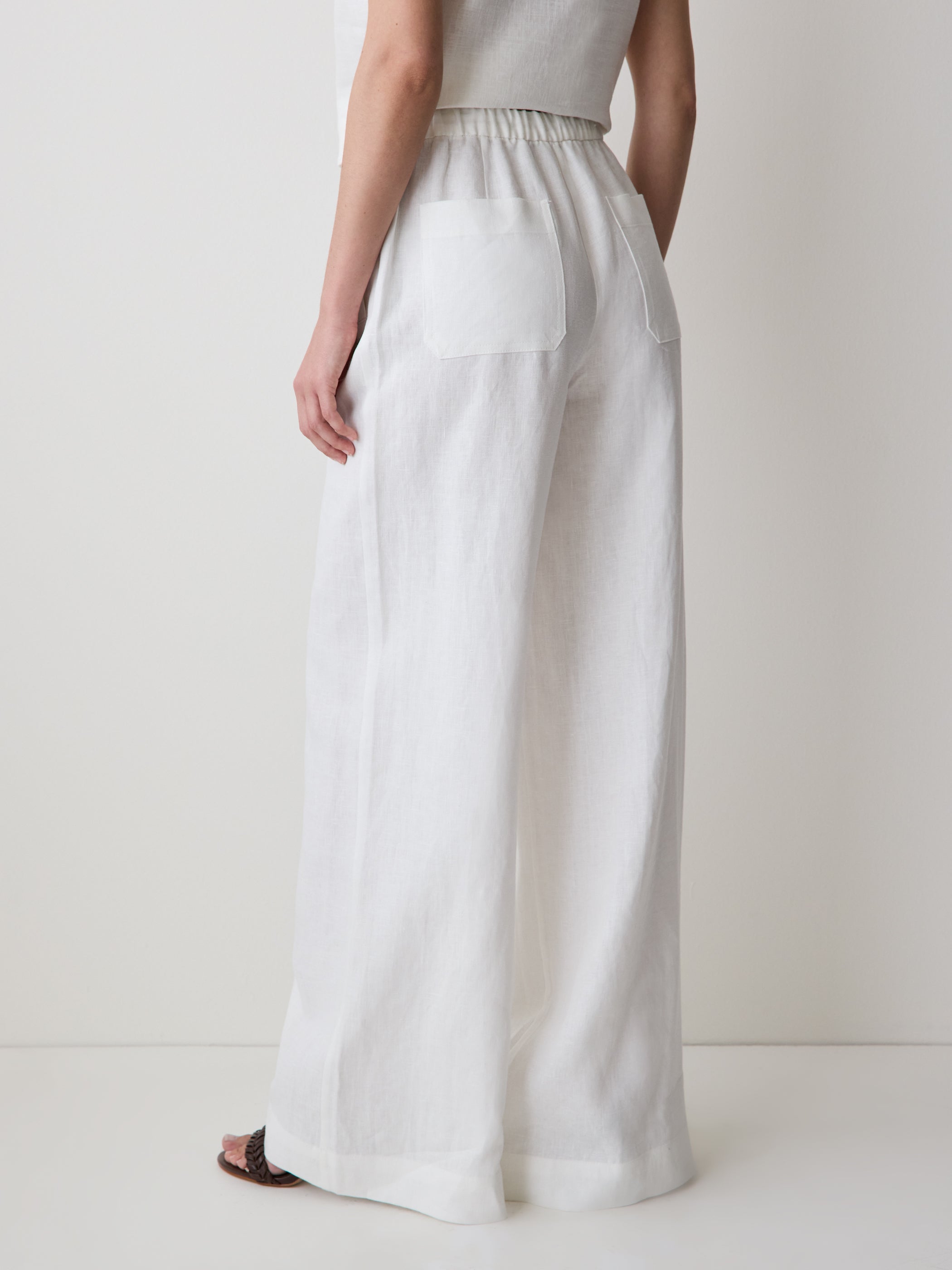 Linen Mid-Rise Wide-Leg Pant