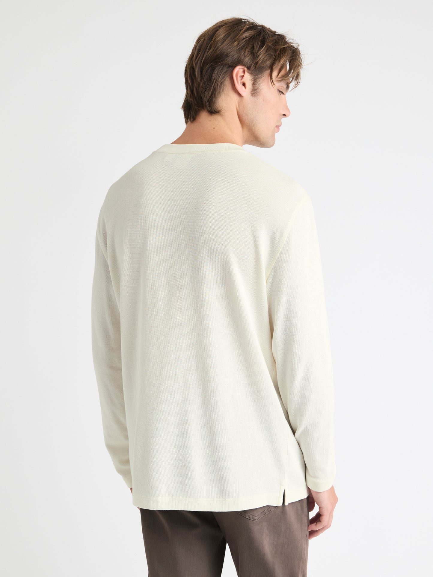 Long-Sleeve Crew-Neck Waffled Tee