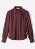 Silky Crepe Long-Sleeve Buttoned-Down Blouse