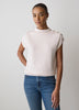 Sleeveless Mock-Neck Sweater with Buttons at Shoulder