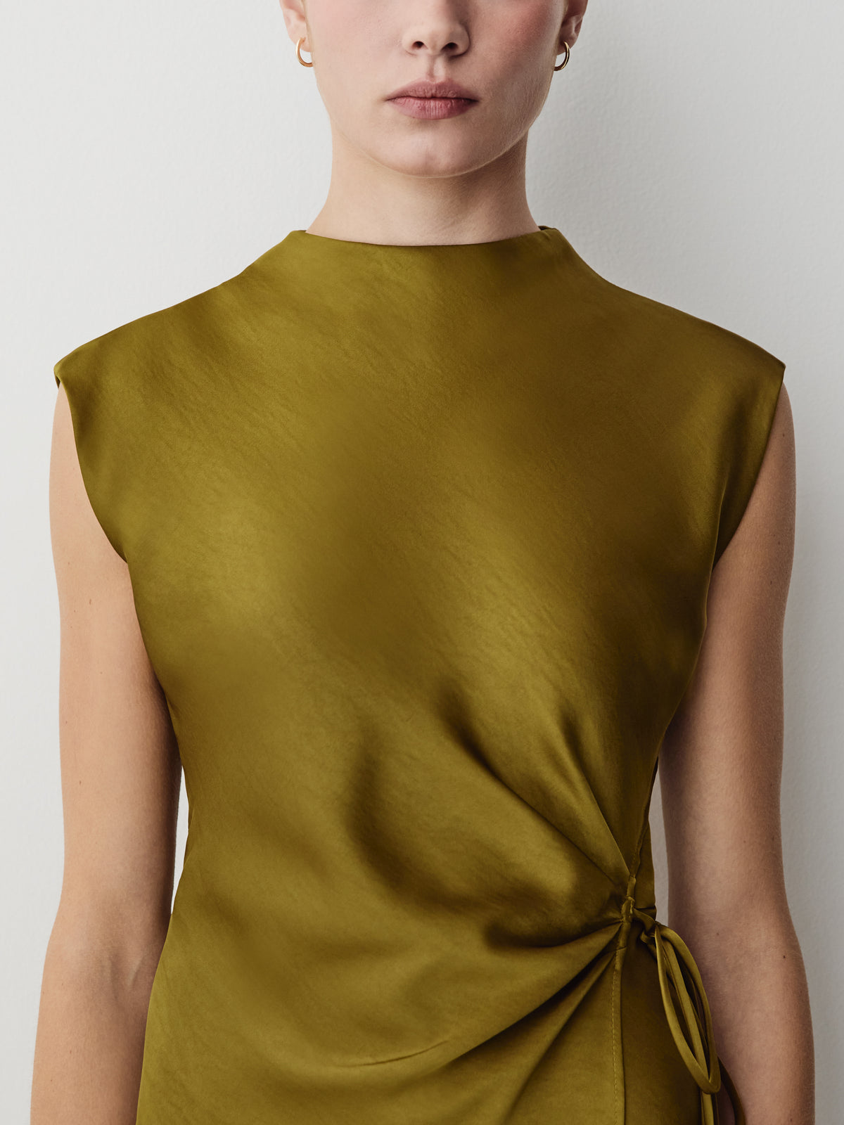 Satin Wrap Dress With Front Tie