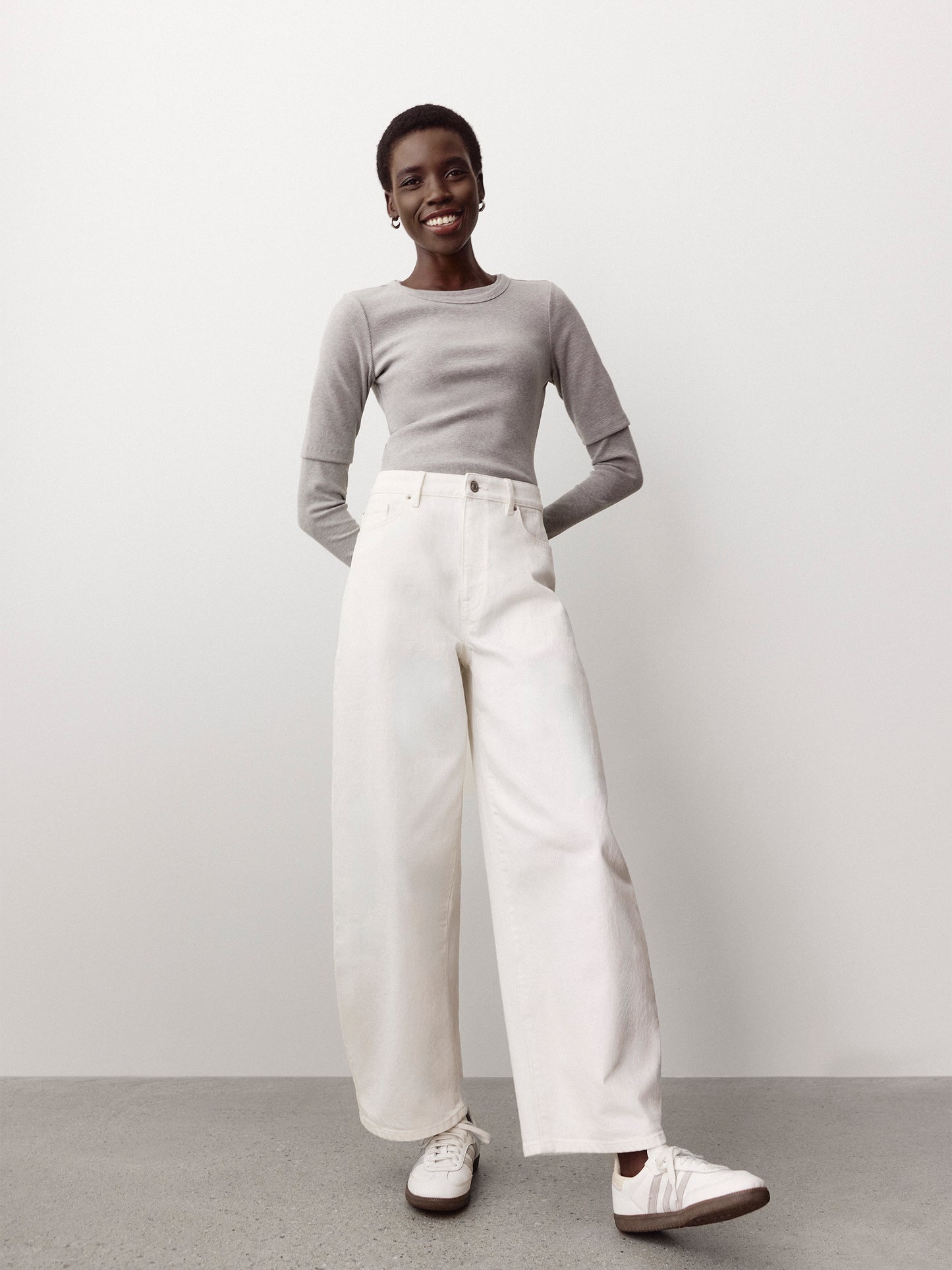 Jeans à Taille Haute et Jambe Ballon