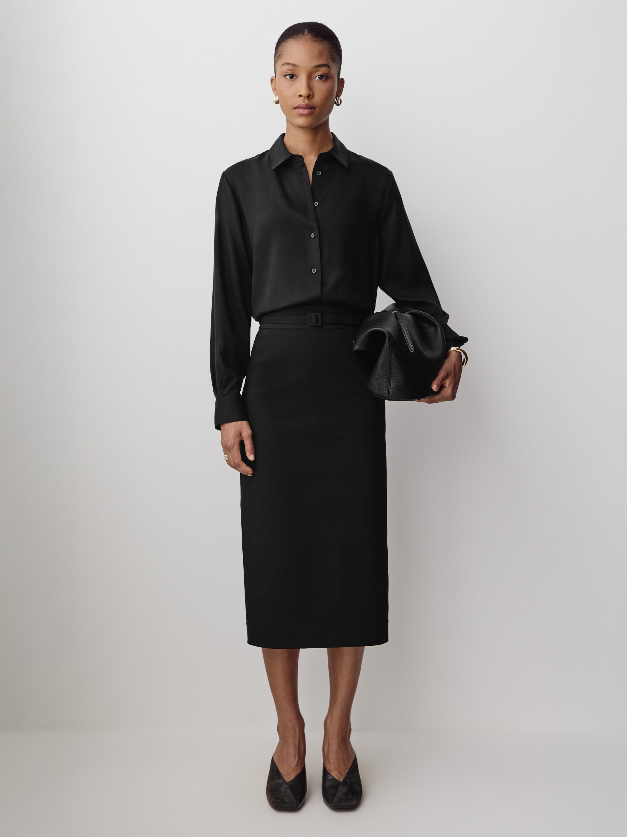 Woven Pencil Skirt High Density Cotton Blend
