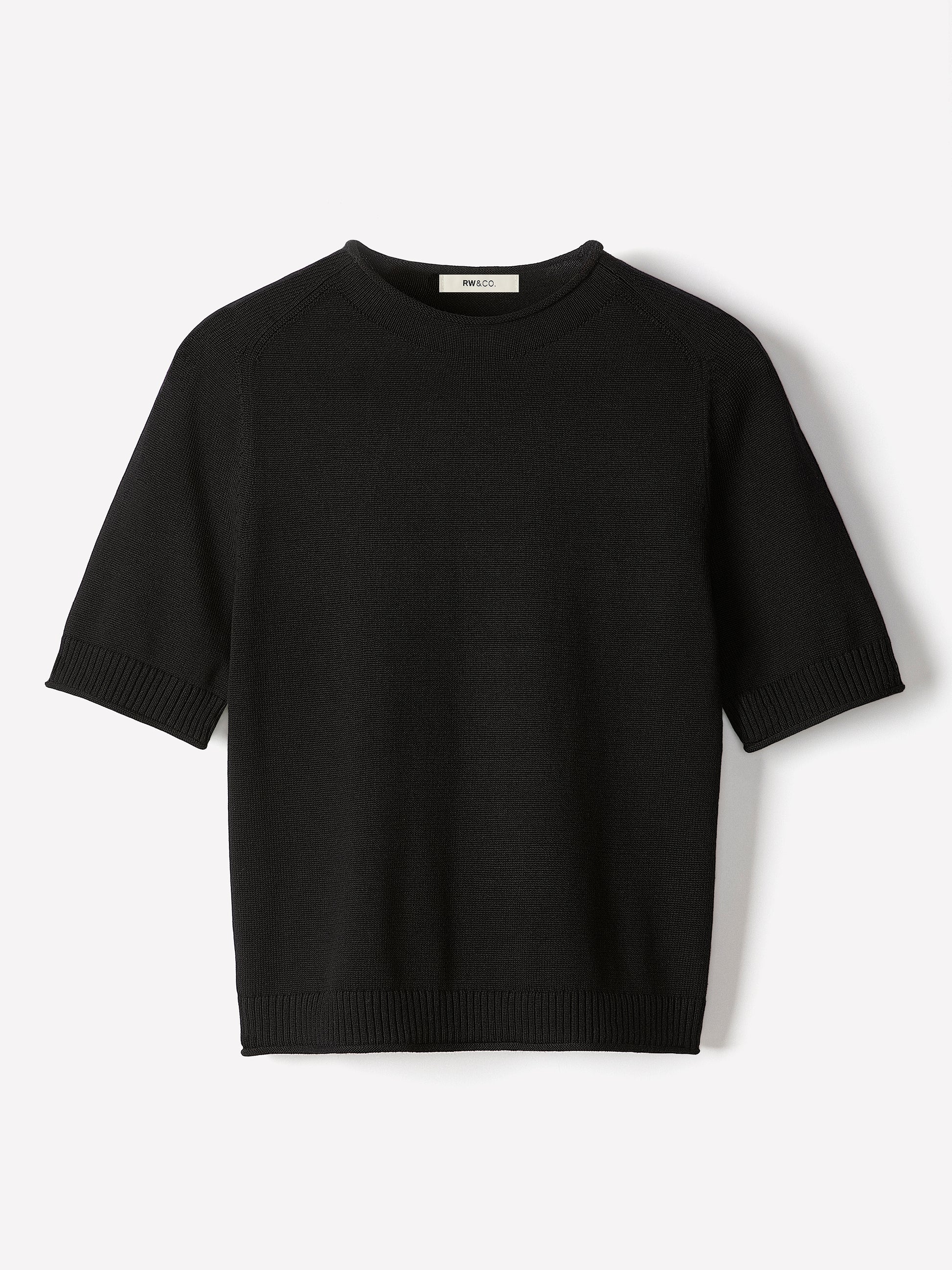 Knit Cotton Blend Funnel Neck Sweater