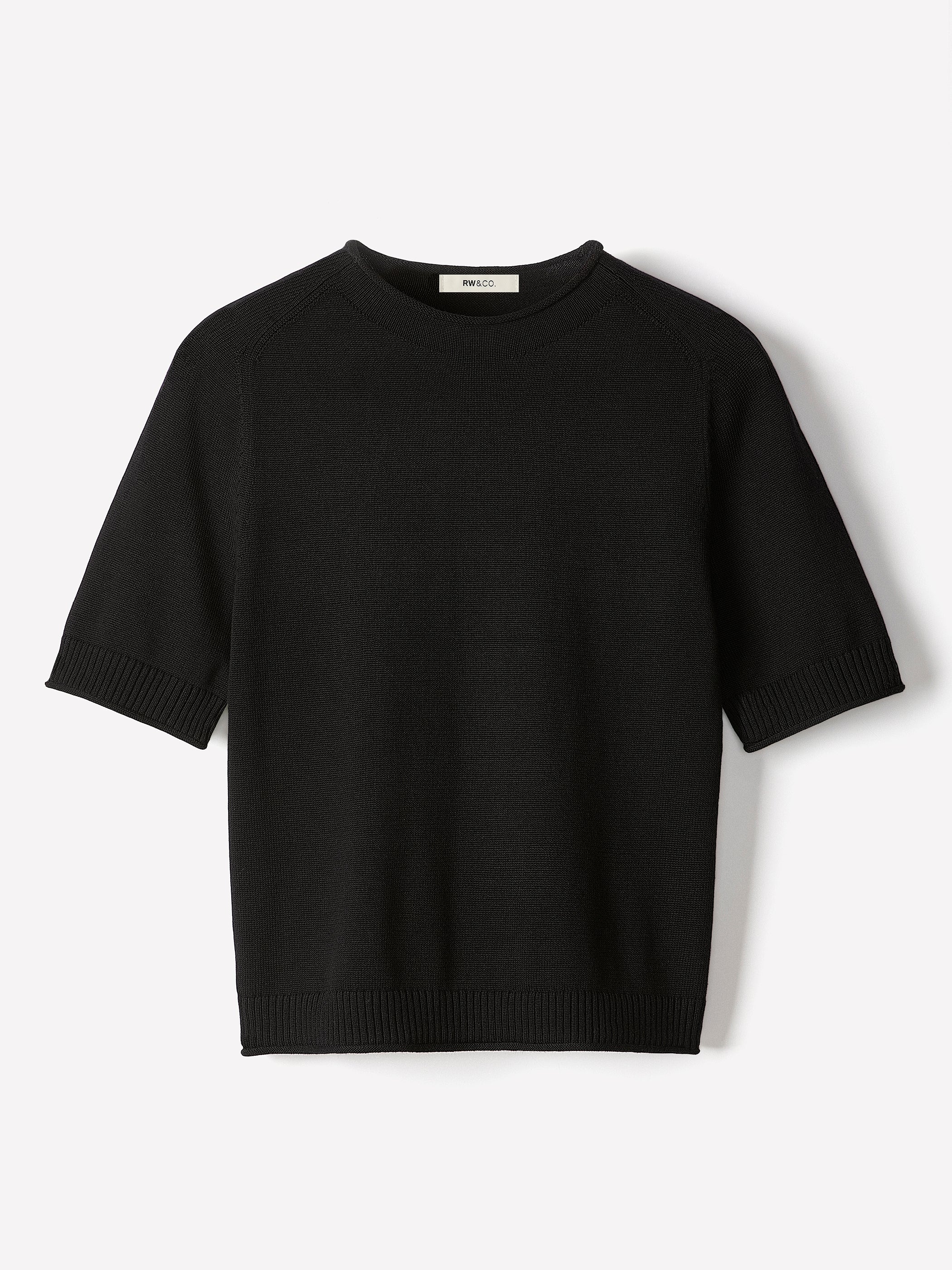 Knit Cotton Blend Funnel Neck Sweater