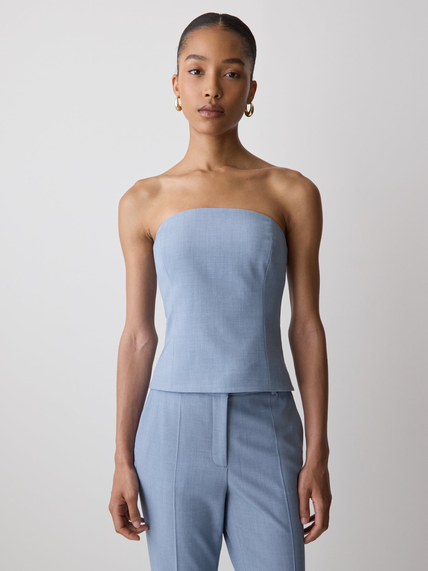 Woven Stretch Fitted Sleeveless Top