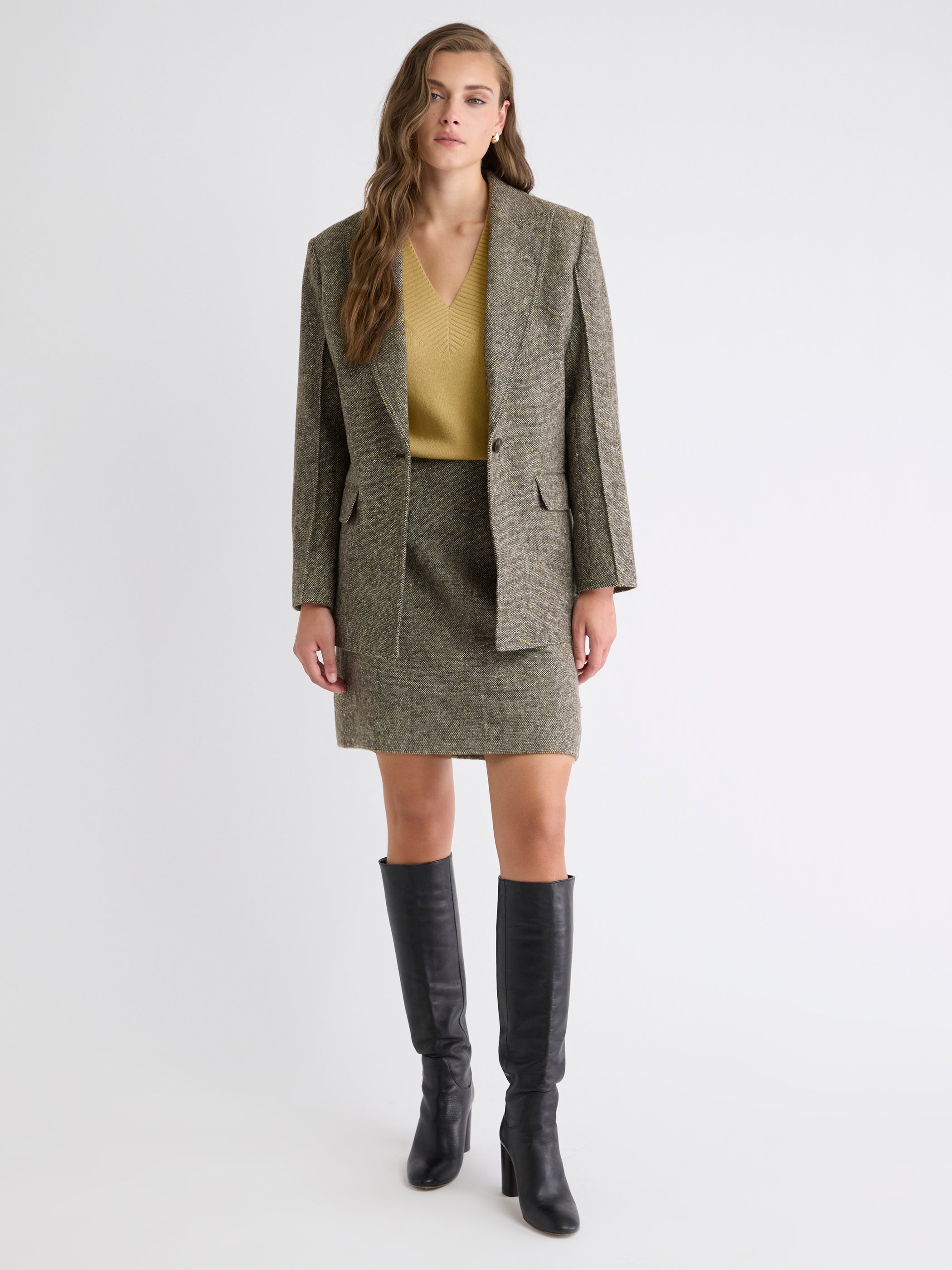 Long-Sleeve V-Neck Merino-Blend Sweater