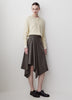High-Rise Asymmetrical Flare Midi Skirt