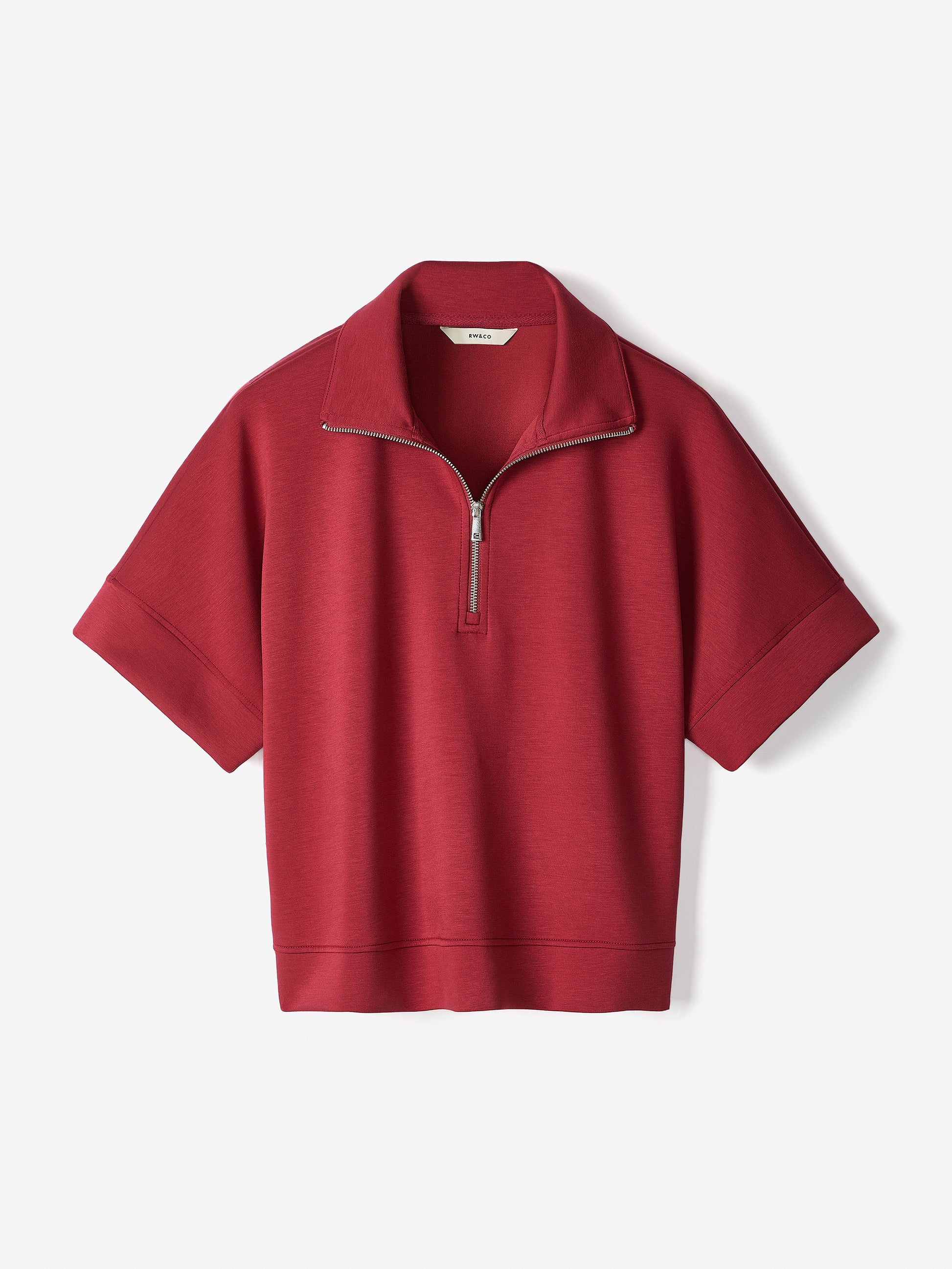 Half-Zip Mock-Neck Top