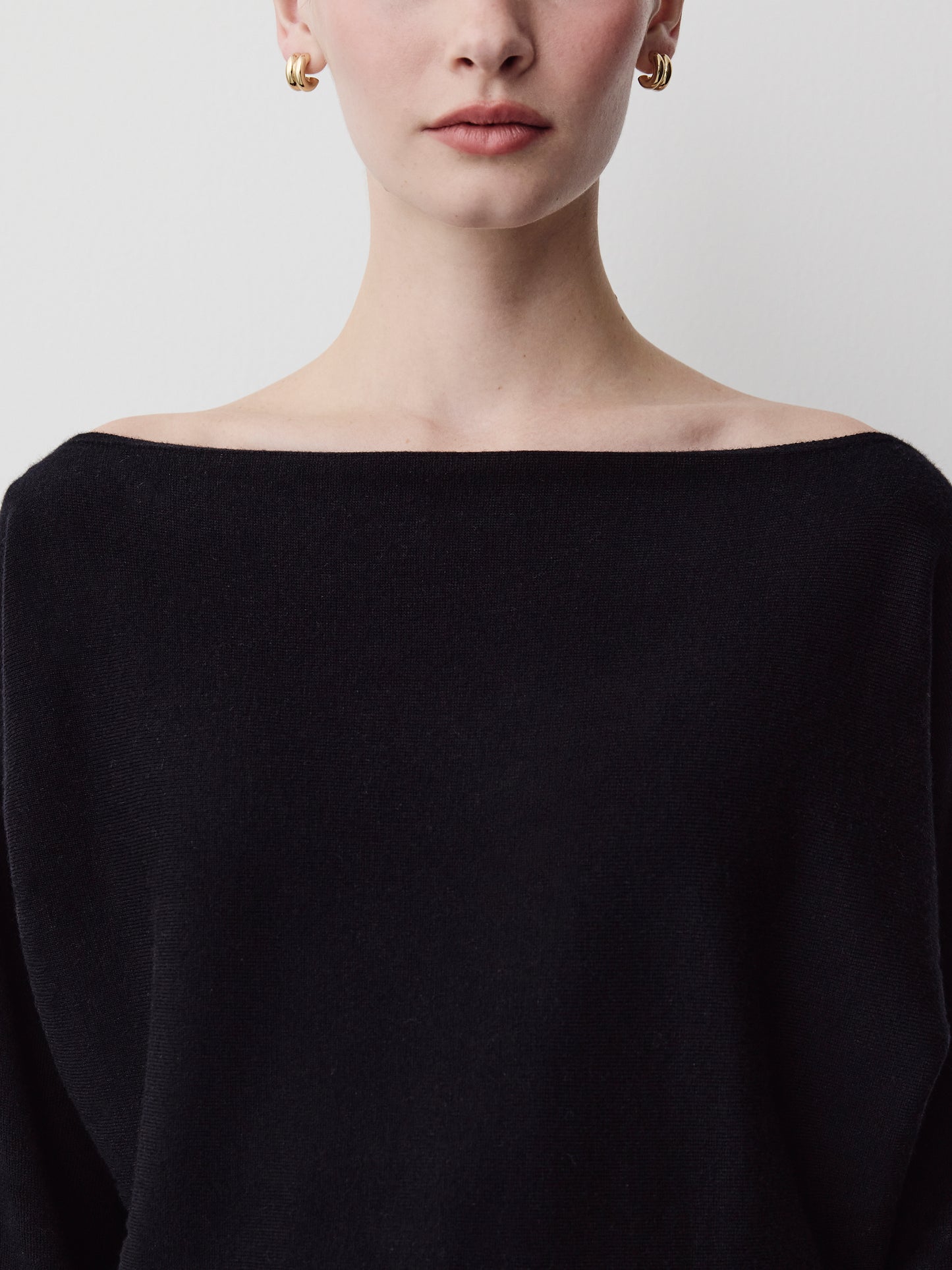 Off Shoulder Knit Sweater 100% Merino Wool