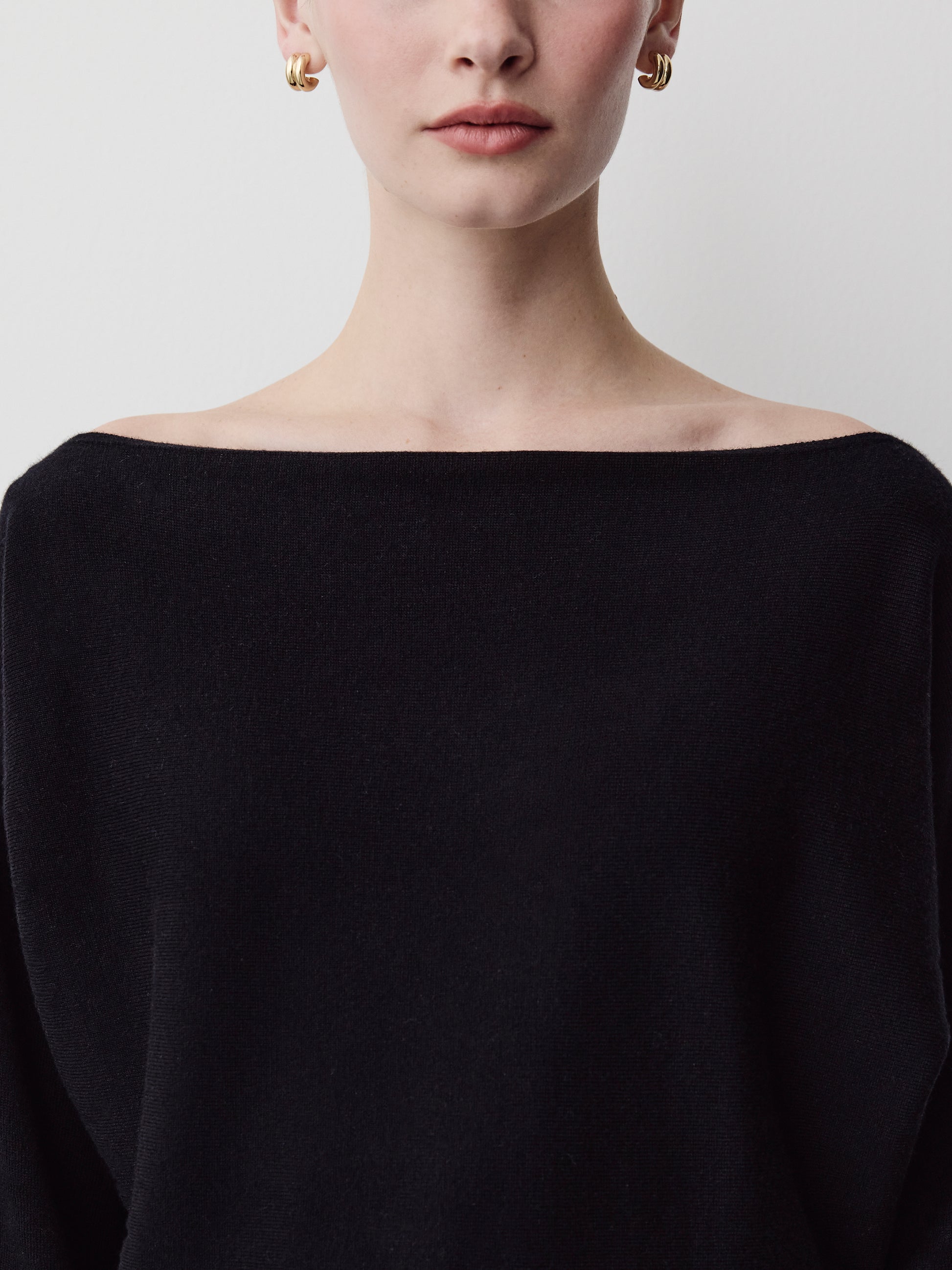 Off Shoulder Knit Sweater 100% Merino Wool