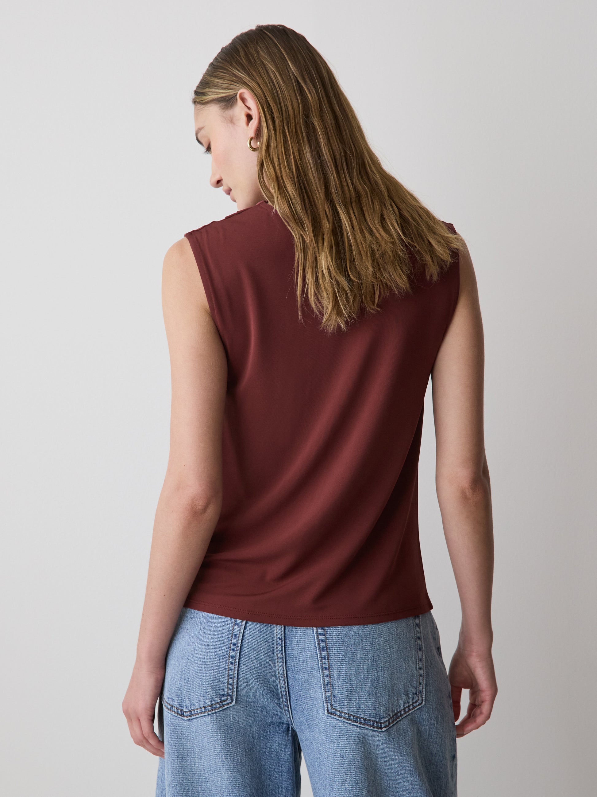 Sleeveless Top with Cowl Neckline