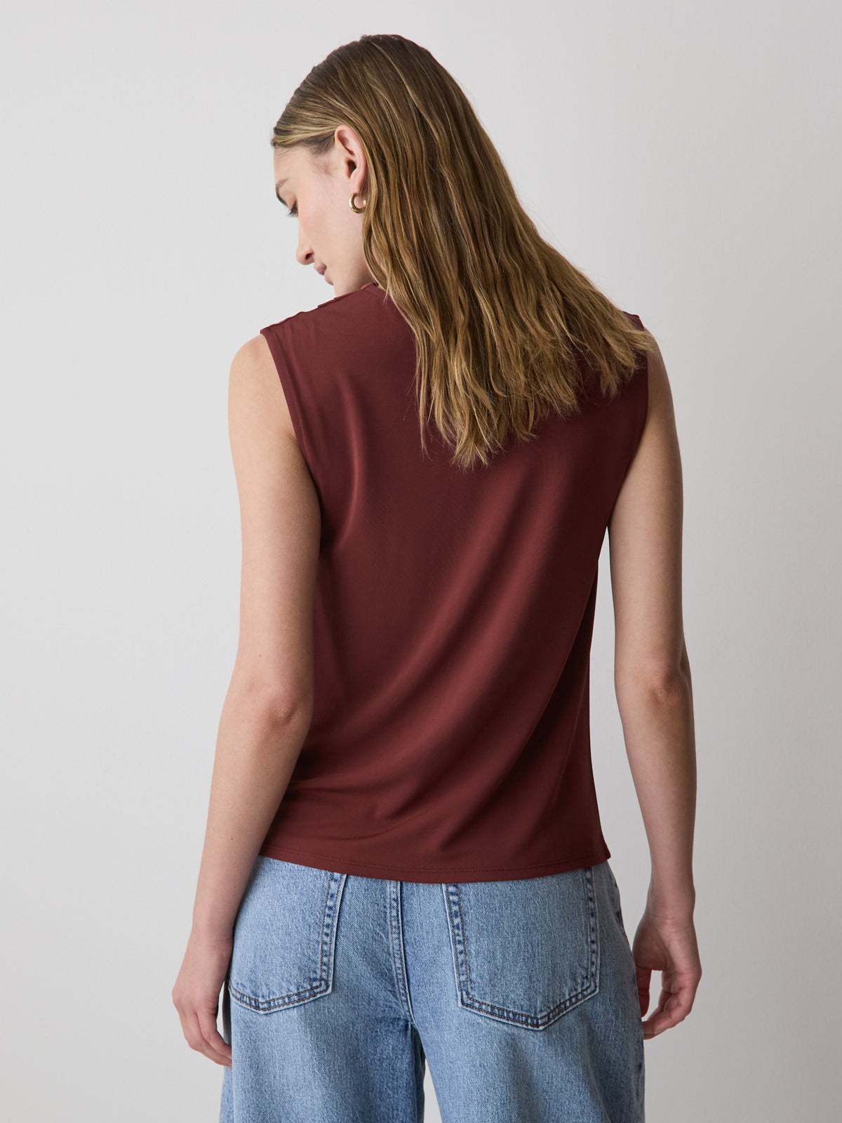 Sleeveless Top with Cowl Neckline