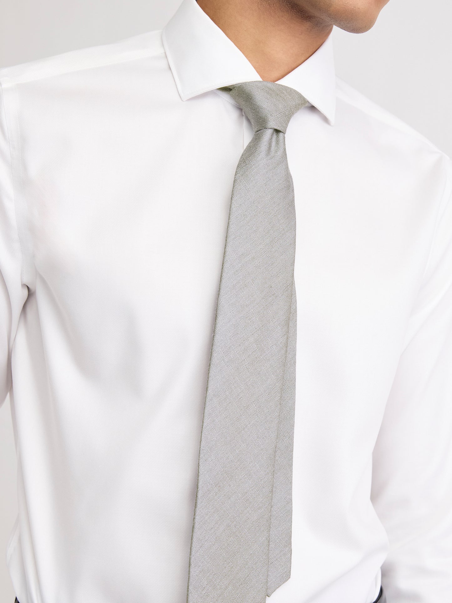 Light Grey Regular Textured Tie