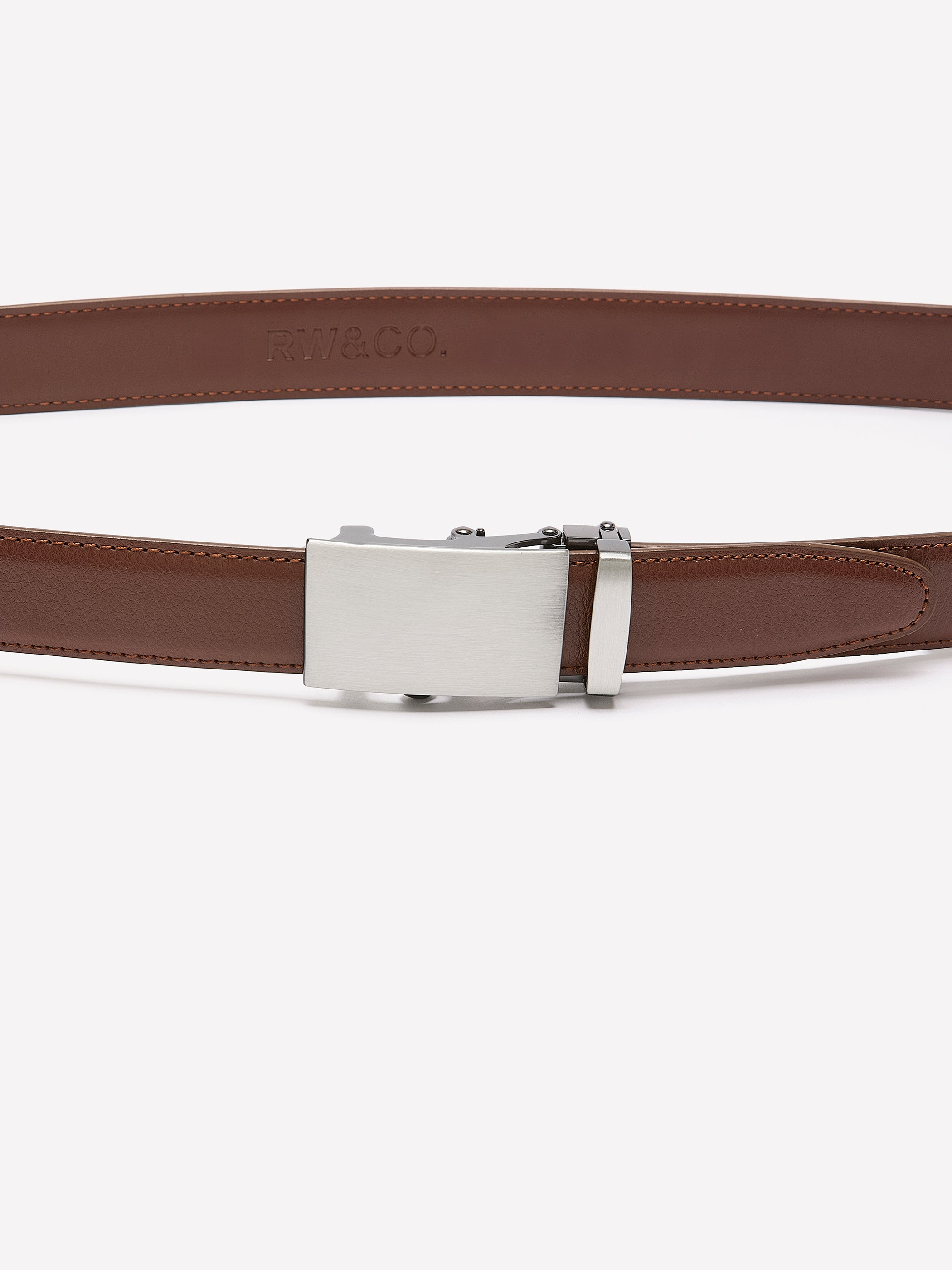Leather Belt with Plate Buckle