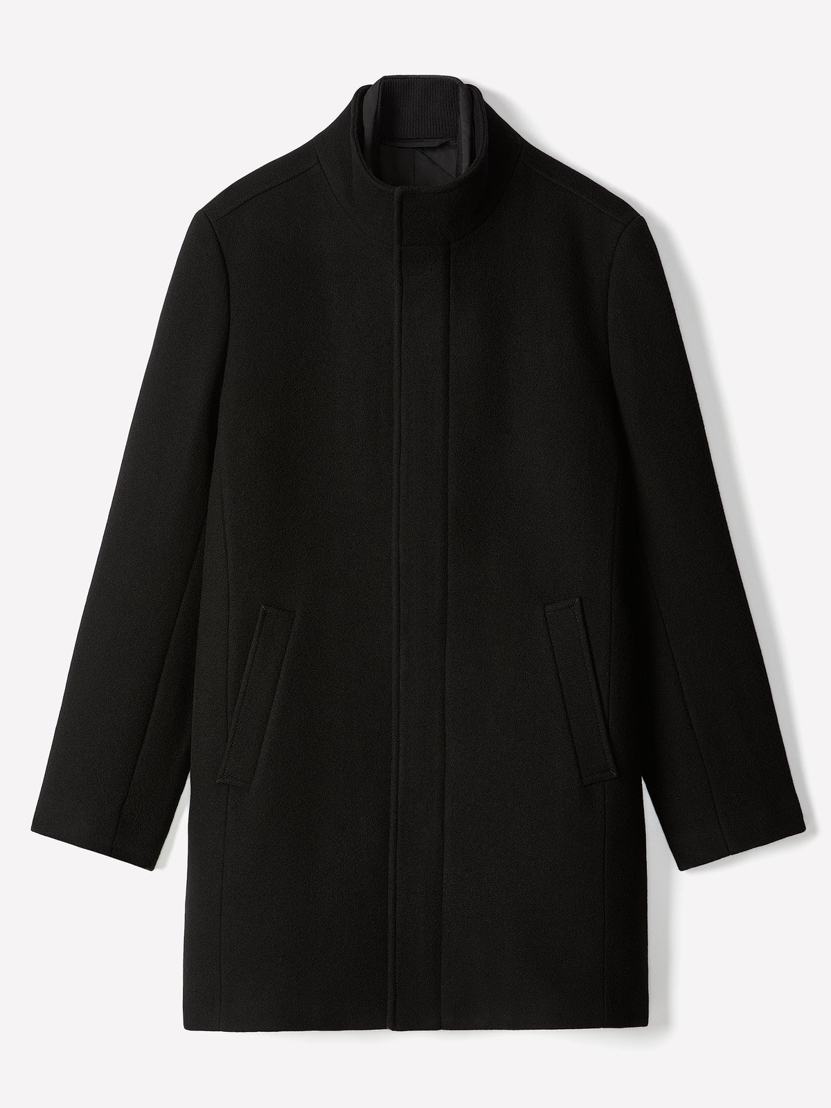 Classic Mock-Neck Wool Coat with Dickey