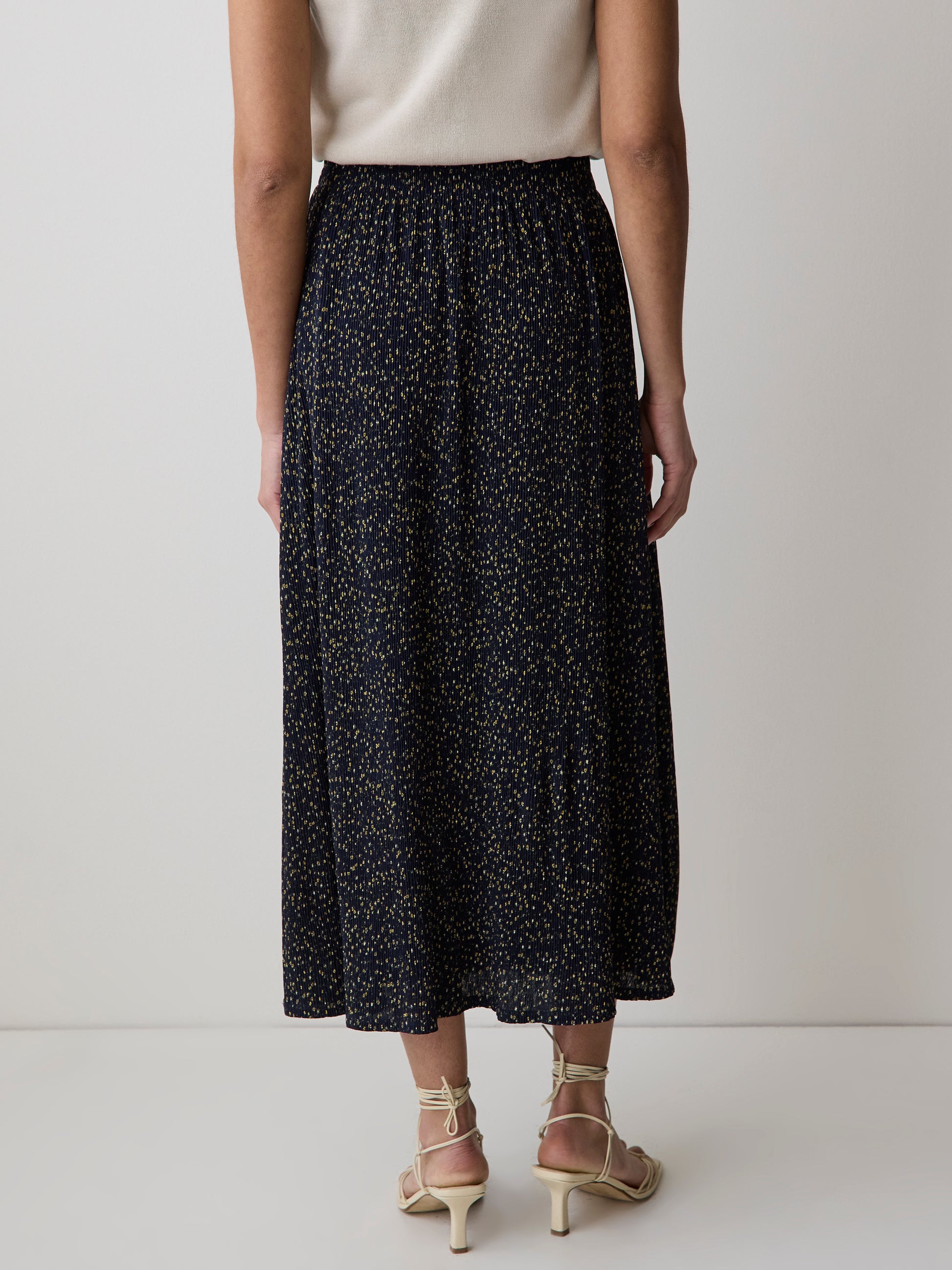 High-Rise Flare Midi Skirt
