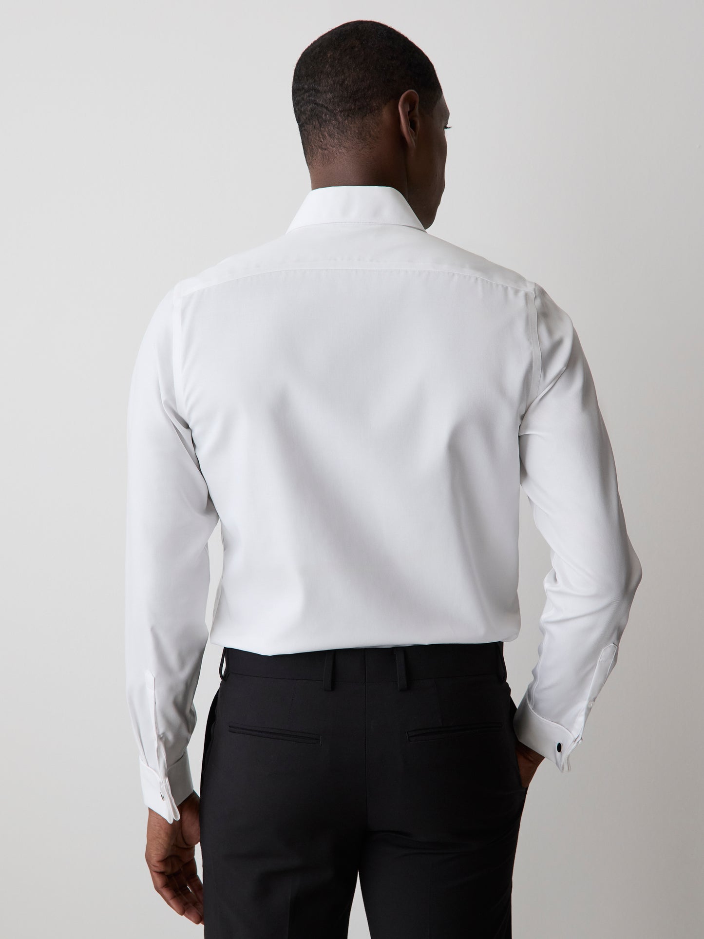 White Tailored Fit Tuxedo Shirt with French Cuffs