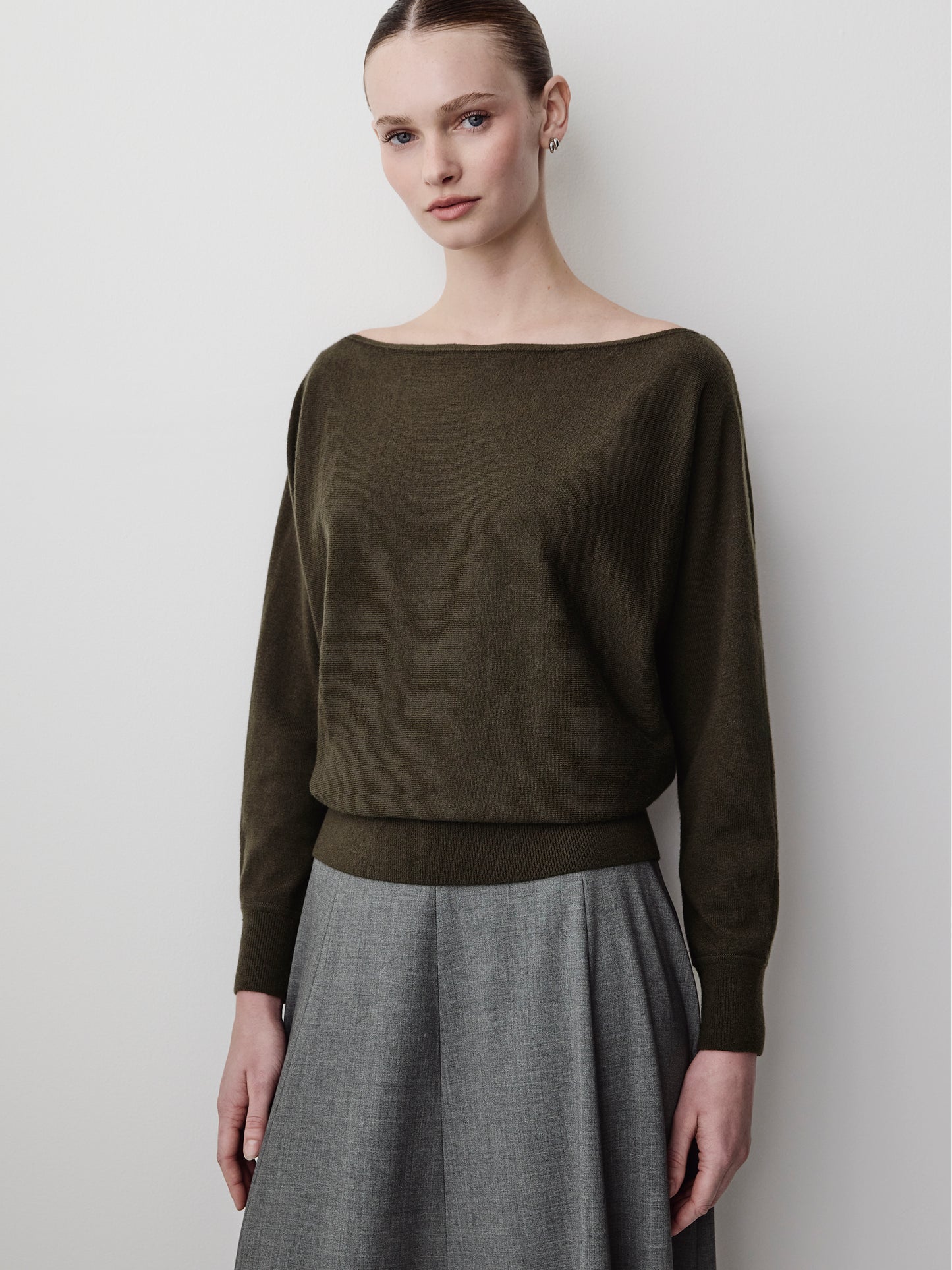 Off Shoulder Knit Sweater 100% Merino Wool