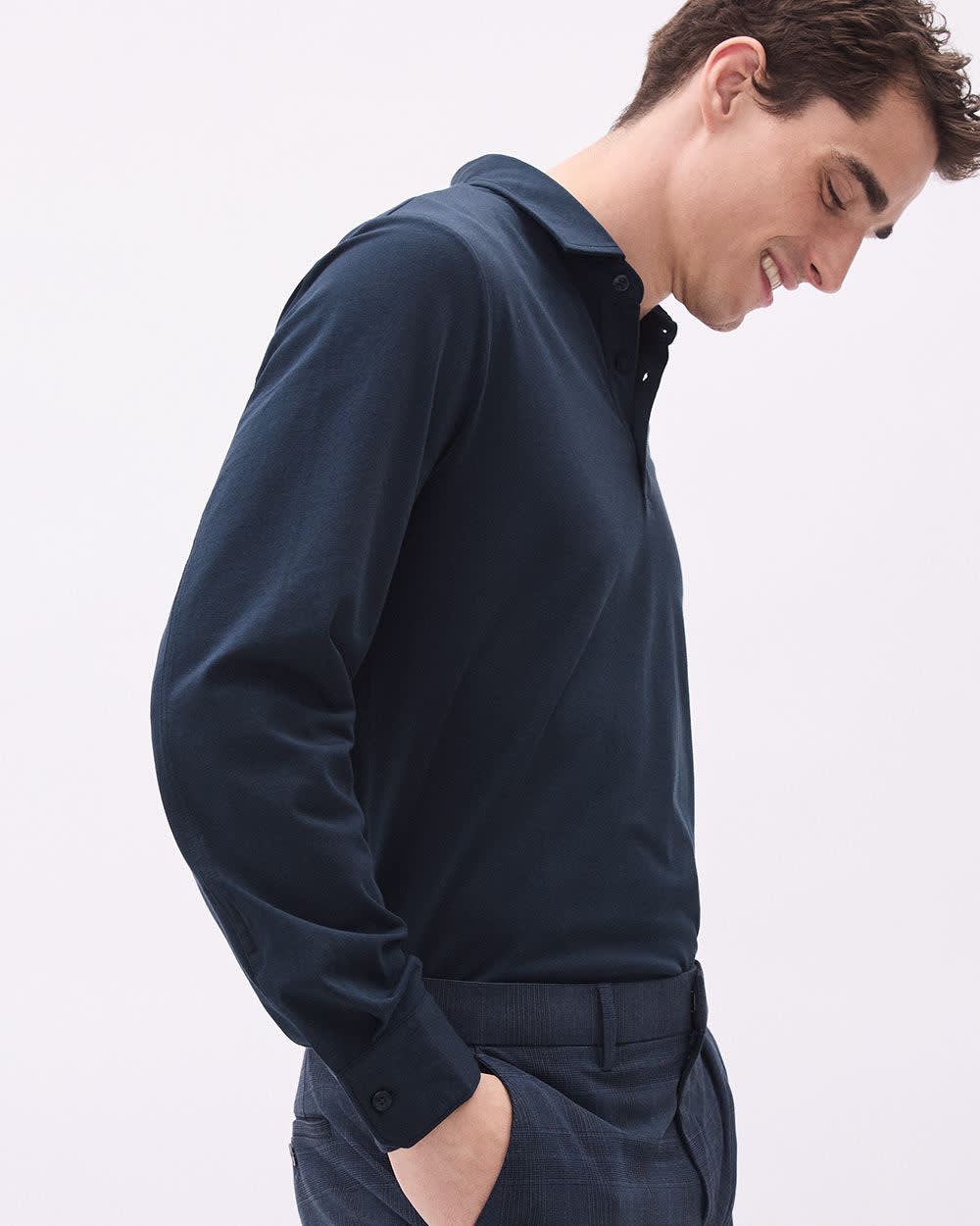 Long-Sleeve Supima (R) Cotton Jersey Polo