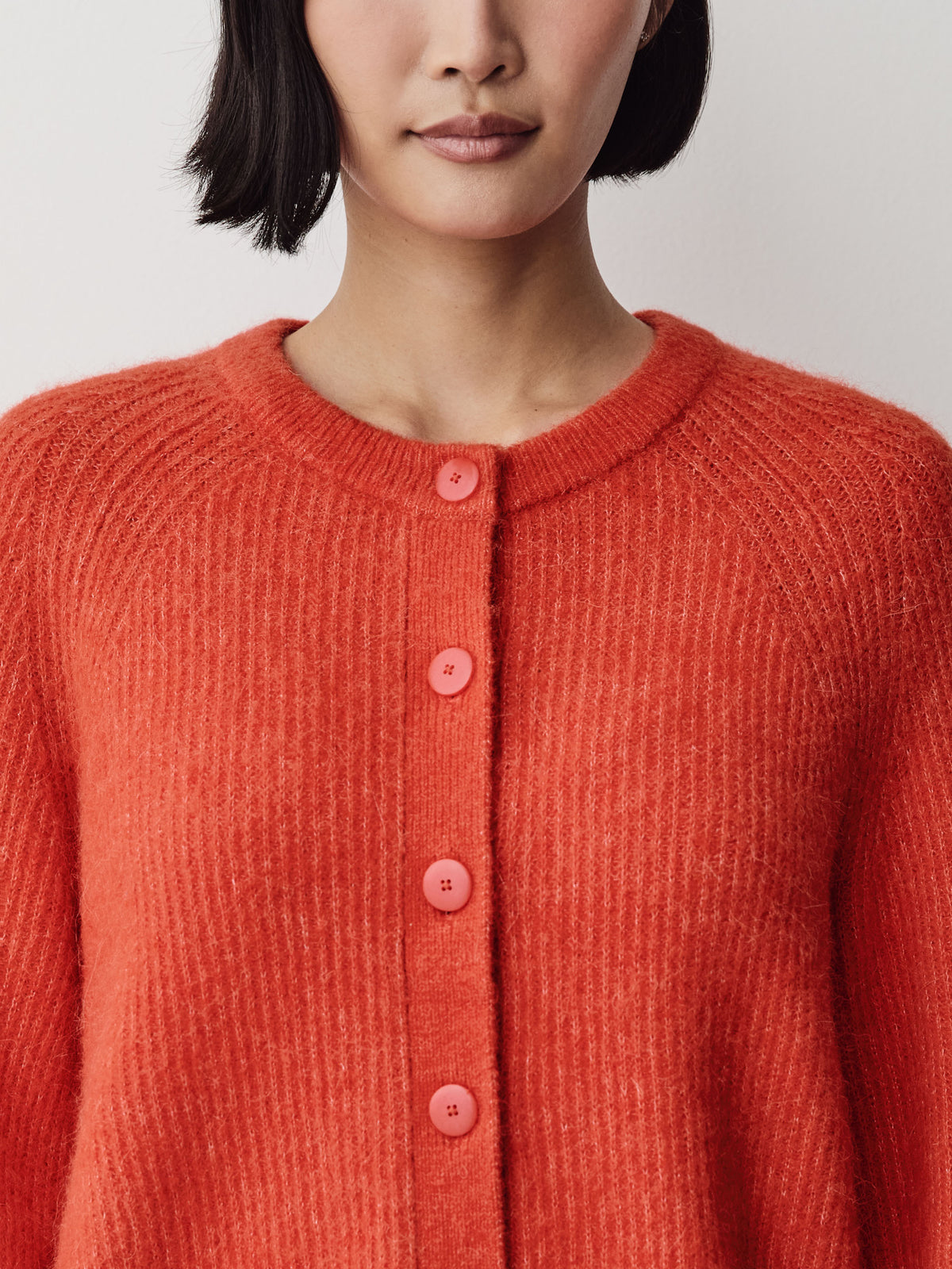 Wool-Blend Long-Sleeve Crew-Neck Cardigan