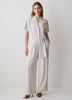 Short-Sleeve Wide-Leg Jumpsuit with Cut-Out Detail