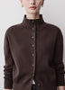 Knit Cardigan Cotton Nylon Blend Mock Neck