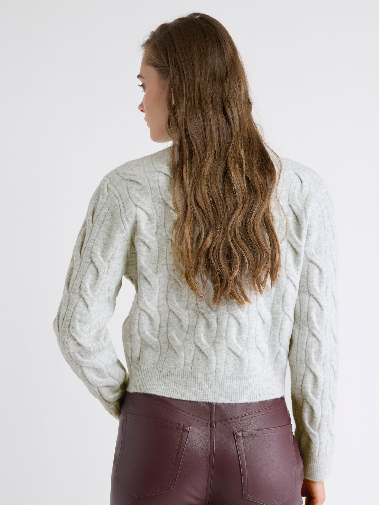 Long-Sleeve Cable-Stitch Cardigan