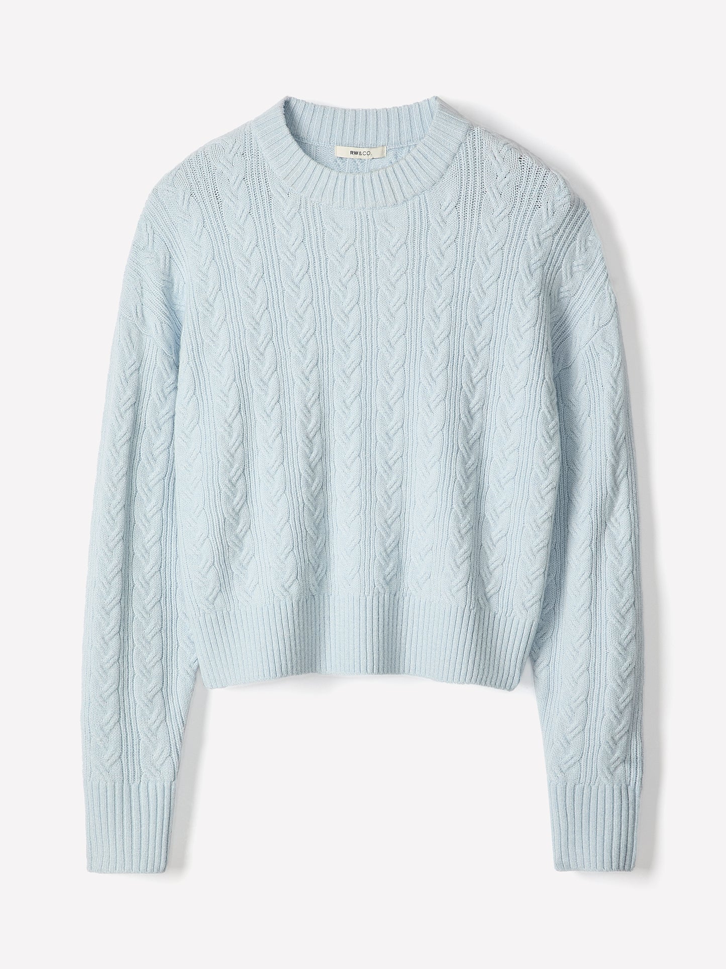 Long-Sleeve Crew-Neck Sweater with Cable Stitches