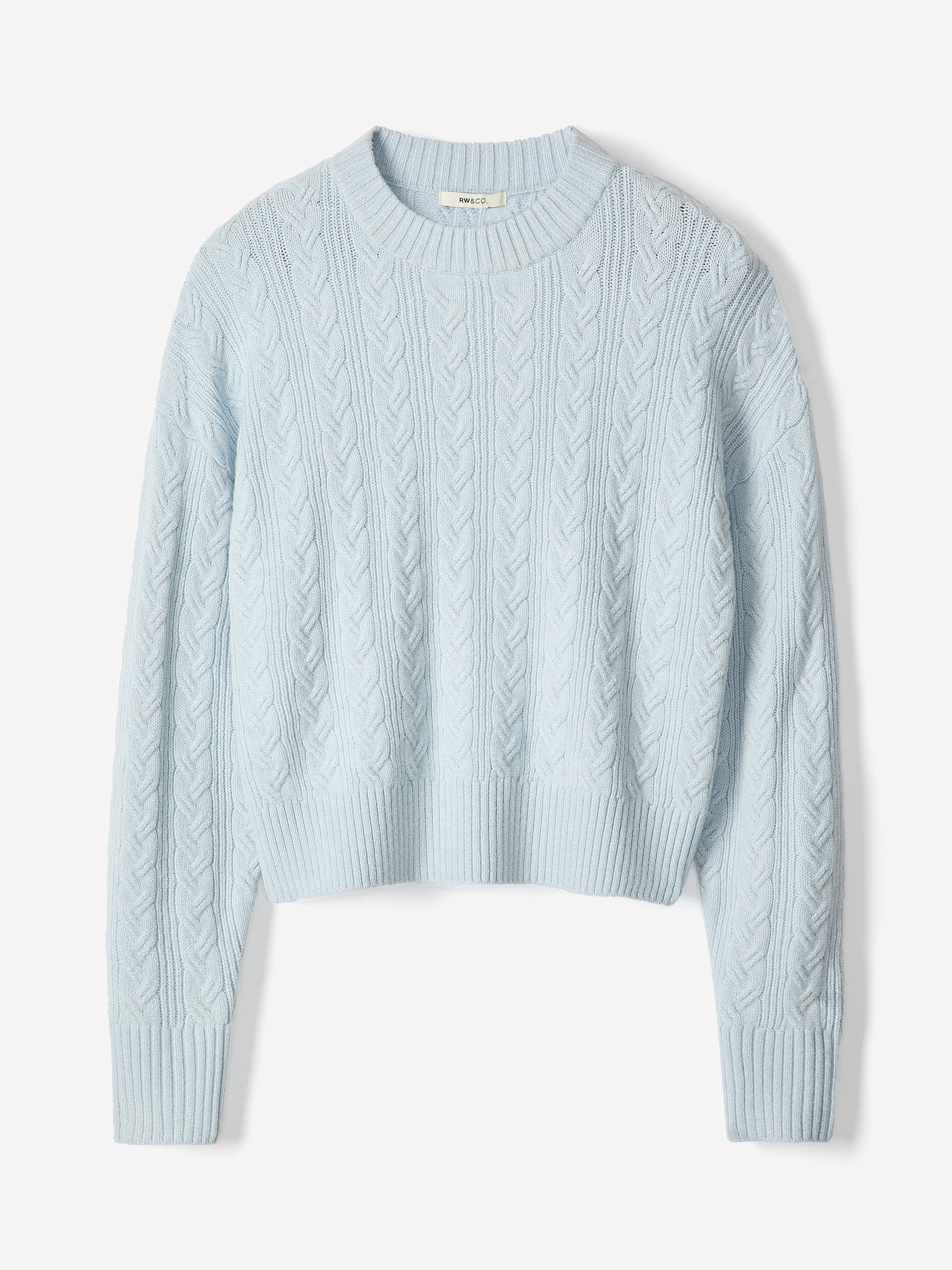 Long-Sleeve Crew-Neck Sweater with Cable Stitches